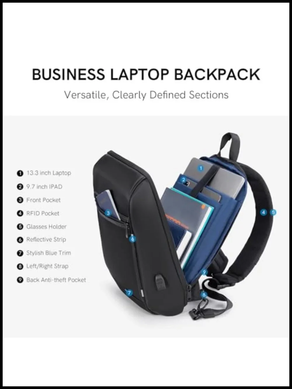 Sling Backpack Crossbody Bag for Women Men Travel Hiking USB Charging